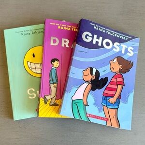 Ghosts, Drama, Smile Graphic Novels Set- Raina Telgemeier- Paperback Books Youth